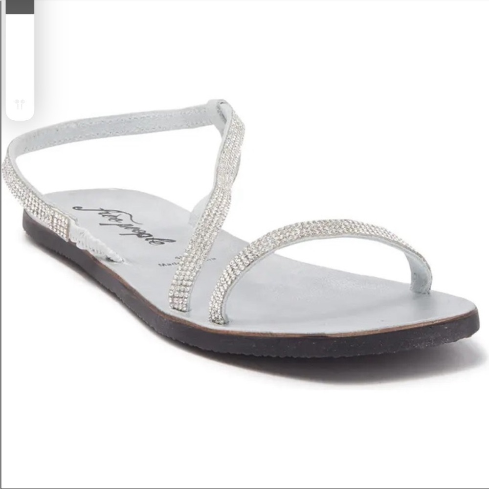New Free People Silver Crystal Cove Sandal OB1128798 flat embellished sparkle - Picture 4 of 8